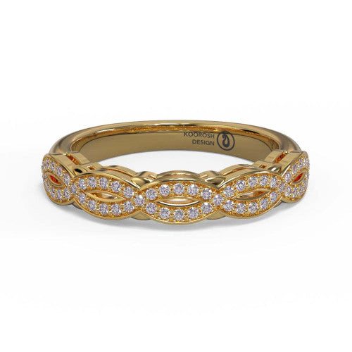 Charmaine braided wedding band in 14K Yellow Gold, three-quarter perspective view