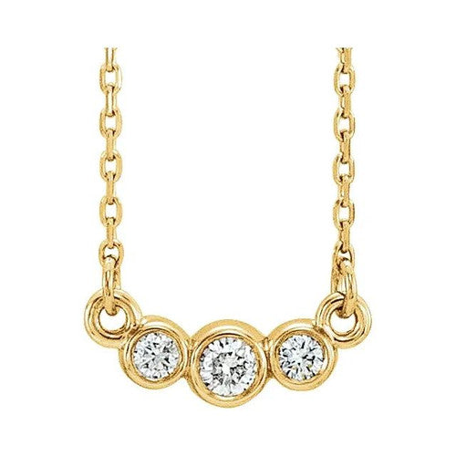 14K Gold 1/8 CTW Natural Diamond Three-Stone 16-18" Necklace 14K Yellow Gold