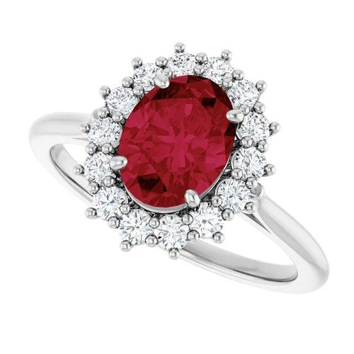 14K Gold Lab-Grown Ruby & 3/8 CTW Natural Diamond Ring 14K White Gold