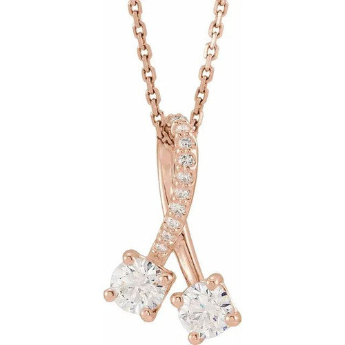 14K Gold 1/2 CTW Natural Diamond 16-18" Necklace 14K Rose Gold