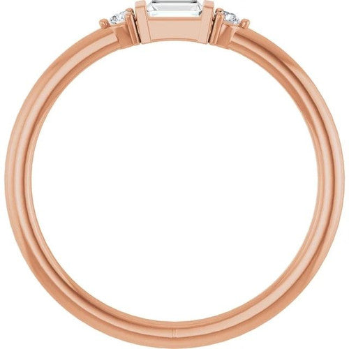 14K Gold 1/8 CTW Straight Baguette Natural Diamond Stackable Ring 14K Rose Gold