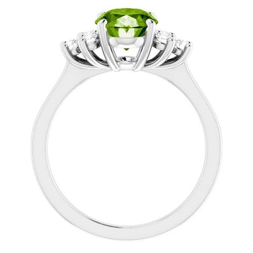 14K Gold Natural Peridot & 1/4 CTW Natural Diamond Ring 14K White Gold
