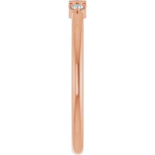 14K Gold 1/8 CTW Straight Baguette Natural Diamond Stackable Ring 14K Rose Gold