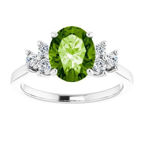 14K Gold Natural Peridot & 1/4 CTW Natural Diamond Ring 14K White Gold
