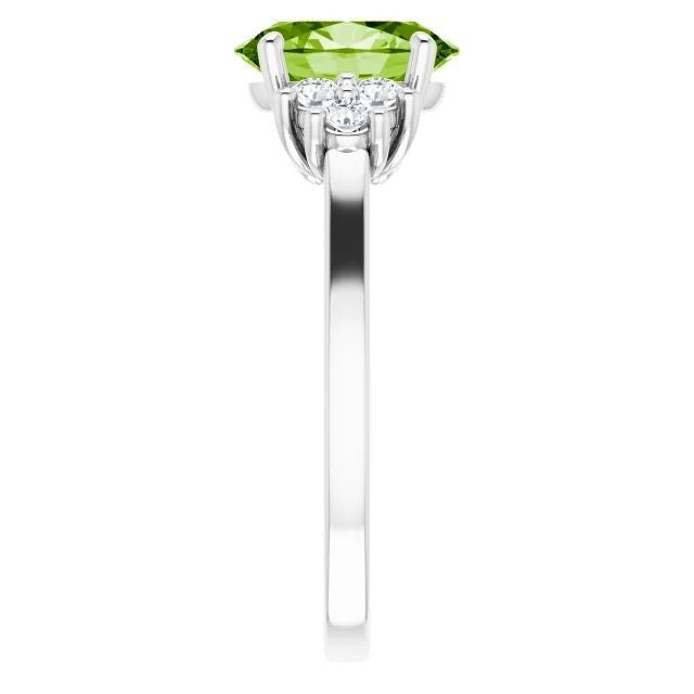 14K Gold Natural Peridot & 1/4 CTW Natural Diamond Ring 14K White Gold