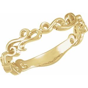 Classic - Consuelo - 14K Yellow Gold 4 mm Scroll Design Band