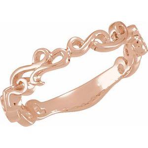 Classic - Consuelo - 14K Rose Gold 4 mm Scroll Design Band