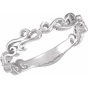 Classic - Consuelo - 14K White Gold 4 mm Scroll Design Band