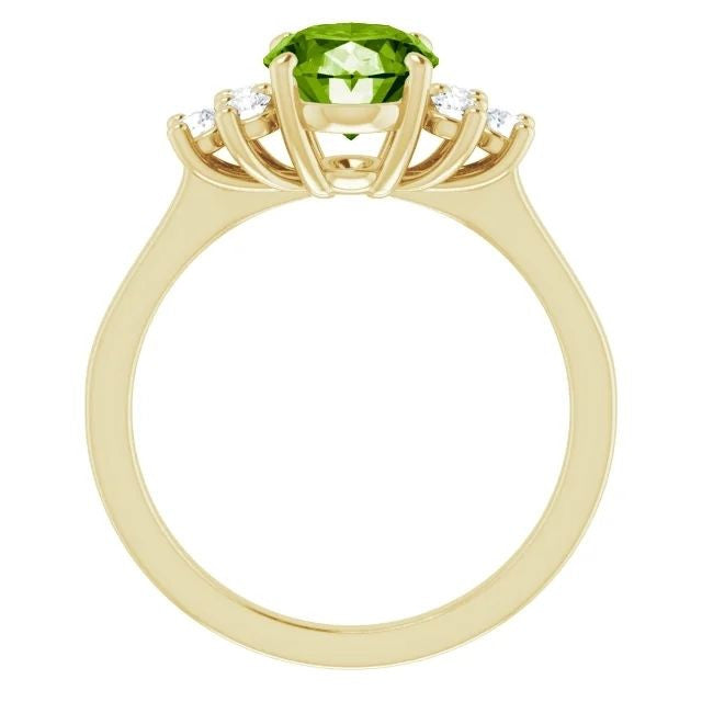 14K Gold Natural Peridot & 1/4 CTW Natural Diamond Ring 14K Yellow Gold