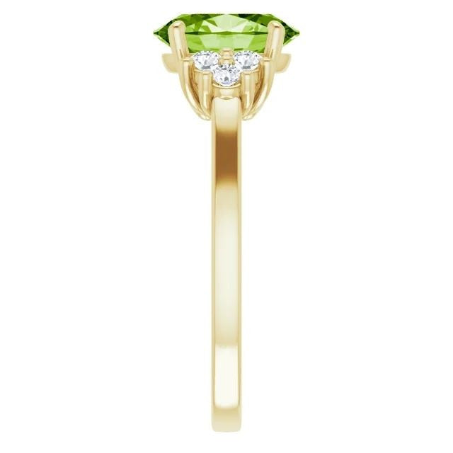 14K Gold Natural Peridot & 1/4 CTW Natural Diamond Ring 14K Yellow Gold
