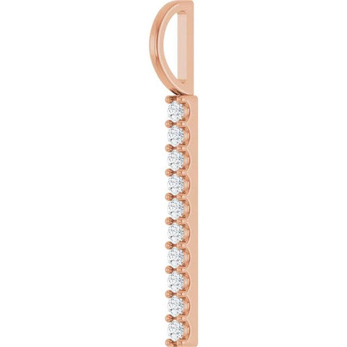 14K Gold 1/6 CTW Diamond Bar Charm/Pendant 14K Rose Gold