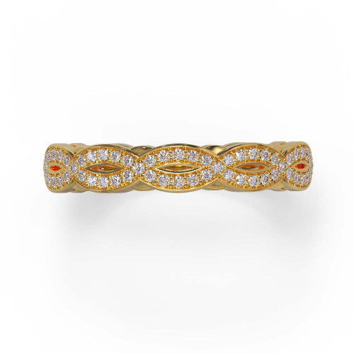 Charmaine - Women's 14k Gold Wedding Band with a Braided Design 14K Yellow Gold - Natural Diamond