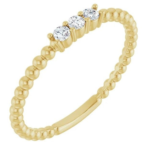 14K Gold 1/10 CTW Natural Diamond Beaded Ring 14K Yellow Gold