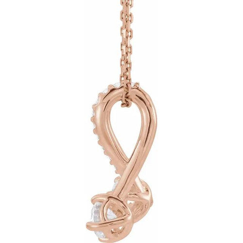 14K Gold 1/2 CTW Natural Diamond 16-18" Necklace 14K Rose Gold
