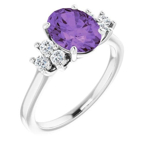 14K Gold Natural Amethyst & 1/4 CTW Natural Diamond Ring 14K White Gold