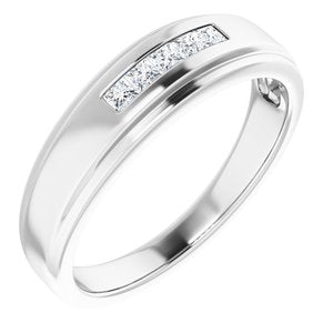 Hammered - Jude - 14K White Gold 1/4 CTW Natural Diamond 5-Stone Band