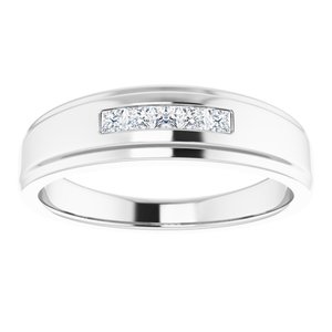 Hammered - Jude - 14K White Gold 1/4 CTW Natural Diamond 5-Stone Band