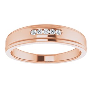 Hammered - Jude - 14K Rose Gold 1/10 CTW Natural Diamond 5-Stone Band