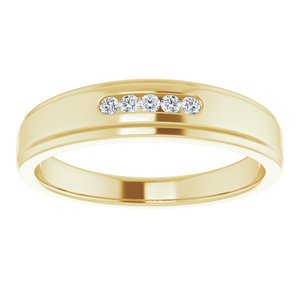 Hammered - Jude - 14K Yellow Gold 1/10 CTW Natural Diamond 5-Stone Band
