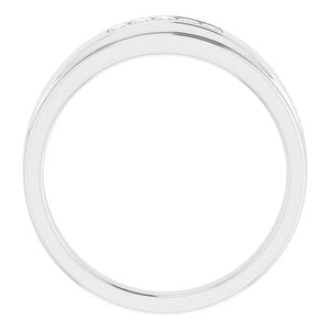 Hammered - Jude - 14K White Gold 1/4 CTW Natural Diamond 5-Stone Band