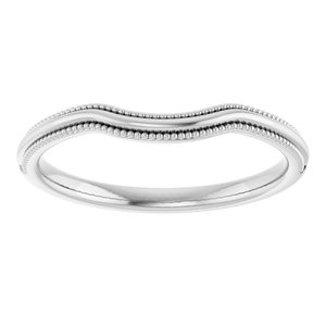 Plain - Anna - 14K White Gold Beaded Edge Contour Band