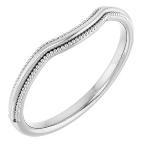 Plain - Anna - 14K White Gold Beaded Edge Contour Band