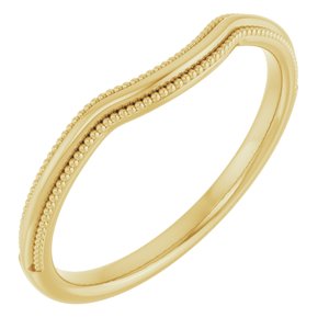 Plain - Anna - 14K Yellow Gold Beaded Edge Contour Band