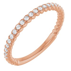 Classic - Mercedes - 14K Rose Gold 1/5 CTW Natural Diamond Rope Anniversary Band