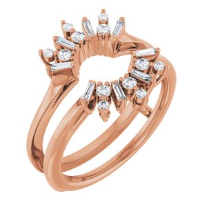 Classic - Lourdes - 14K Rose Gold 1/3 CTW Natural Diamond Art Deco Baguette Ring Guard