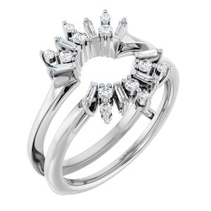Classic - Lourdes - 14K White Gold 1/3 CTW Natural Diamond Art Deco Baguette Ring Guard