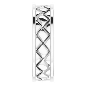 Classic - David - 14K White Gold 6 mm Woven-Design Band   Size 7