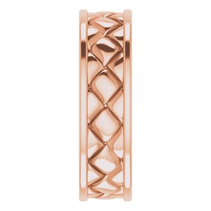 Classic - David - 14K Rose Gold 6 mm Woven-Design Band   Size 7