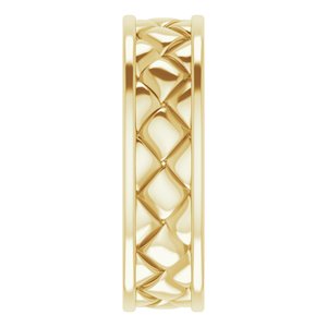 Classic - David - 14K Yellow Gold 6 mm Woven-Design Band   Size 7