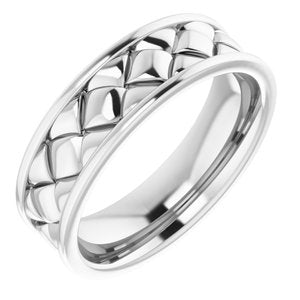 Classic - David - Platinum 6 mm Woven-Design Band   Size 7