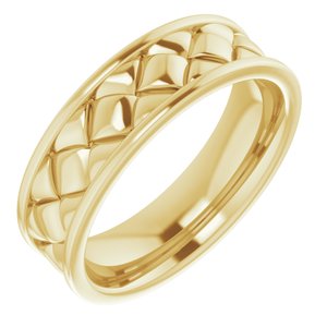 Classic - David - 14K Yellow Gold 6 mm Woven-Design Band   Size 7