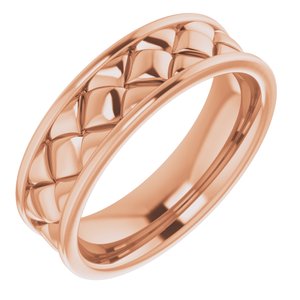 Classic - David - 14K Rose Gold 6 mm Woven-Design Band   Size 7