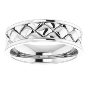 Classic - David - 14K White Gold 6 mm Woven-Design Band   Size 7