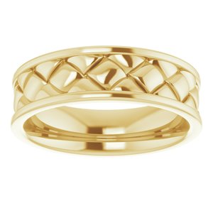 Classic - David - 14K Yellow Gold 6 mm Woven-Design Band   Size 7
