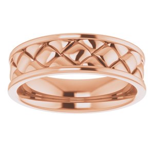 Classic - David - 14K Rose Gold 6 mm Woven-Design Band   Size 7