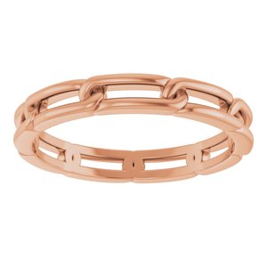 Classic - Jacob - 14K Rose Gold 3 mm Chain Link Band Size 7