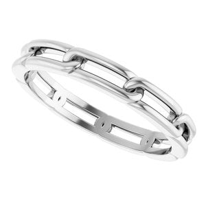 Classic - Jacob - 14K White Gold 3 mm Chain Link Band Size 7