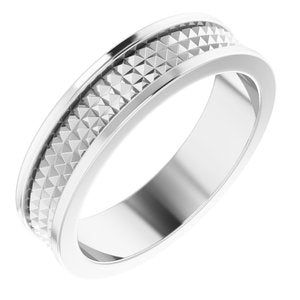 Hammered - Weston - Platinum 5 mm Geometric Pyramid Band