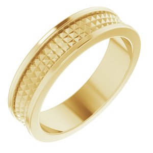 Hammered - Weston - 14K Yellow Gold 5 mm Geometric Pyramid Band