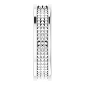 Hammered - Weston - 14K White Gold 5 mm Geometric Pyramid Band