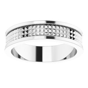 Hammered - Weston - Platinum 5 mm Geometric Pyramid Band