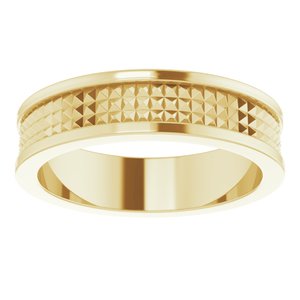 Hammered - Weston - 14K Yellow Gold 5 mm Geometric Pyramid Band