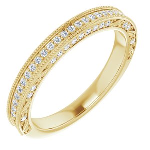 Pave - Riya - 14K Yellow Gold 1/4 CTW Natural Diamond Band for 6.5 mm Round Ring