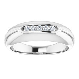 Hammered - Waylon - 14K White Gold 1/6 CTW Natural Diamond Band