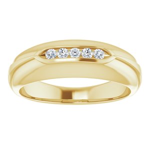 Hammered - Waylon - 14K Yellow Gold 1/6 CTW Natural Diamond Band