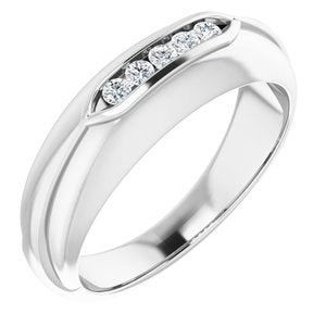Hammered - Waylon - 14K White Gold 1/6 CTW Natural Diamond Band